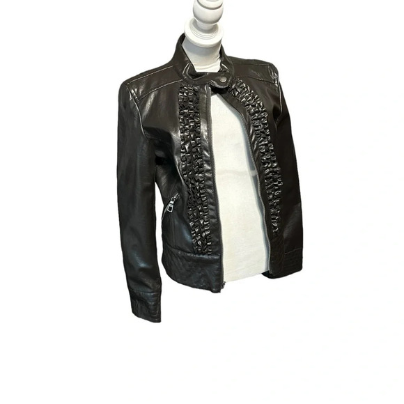 Rampage women's size small brown faux leather cropped moto jacket - Picture 1 of 5